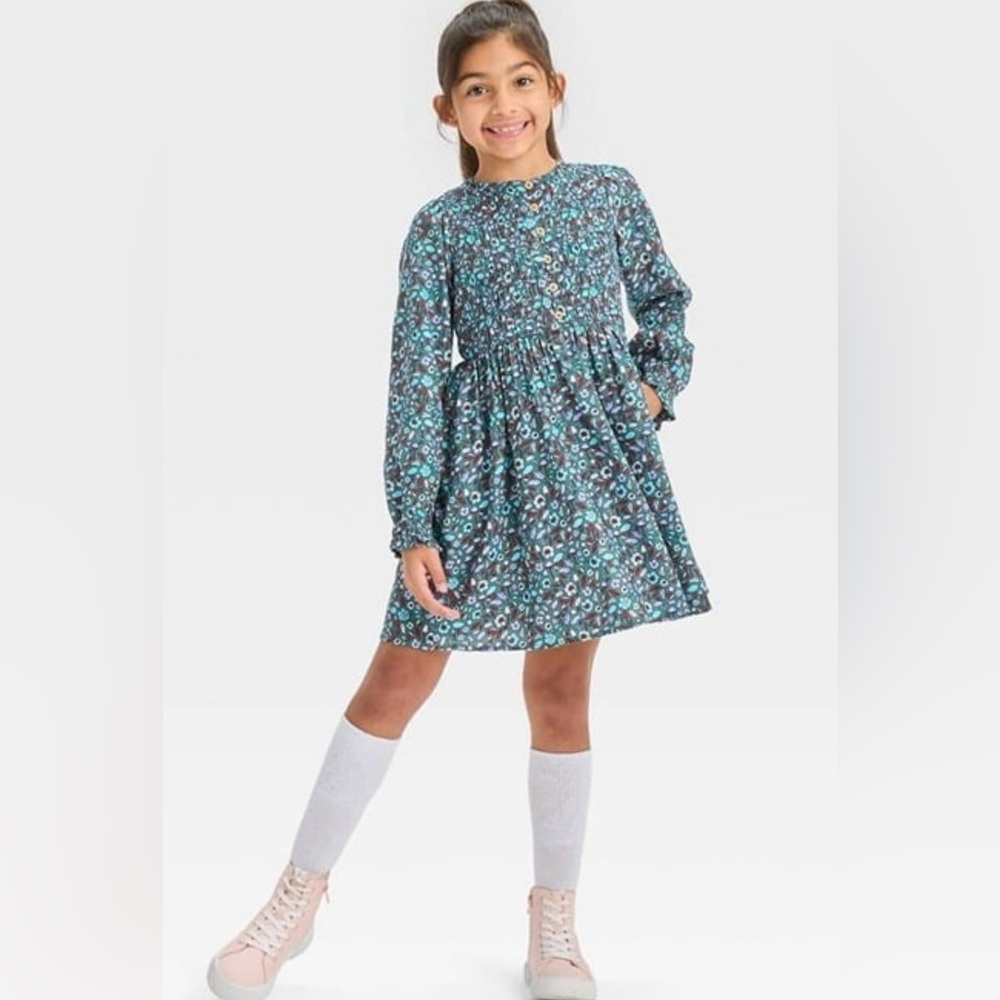 GIRLS CAT & JACK FLORAL DRESS
W/ POCKETS SIZE SM